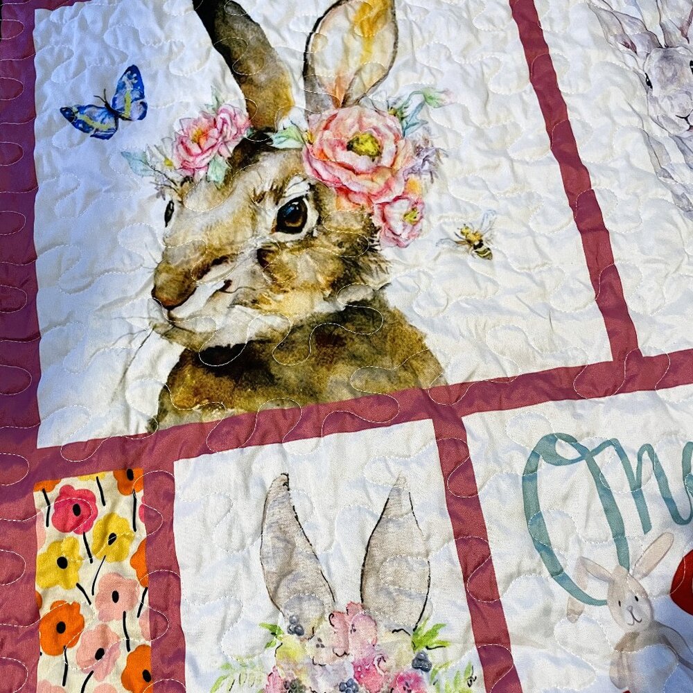 Handmade Quilt Patchwork Blanket, The Velveteen Rabbbit - Easter / Baby Shower - Picture 2 of 16